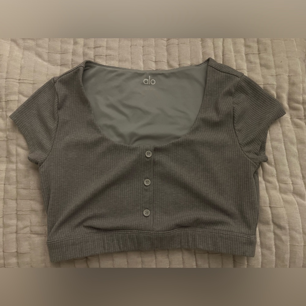 ALO Yoga Charcoal Ribbed Top